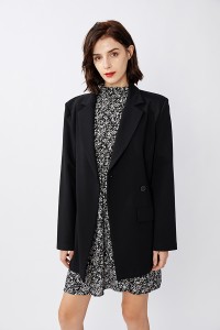 Classic Notched Collar Open Front  Pocket Blazer
