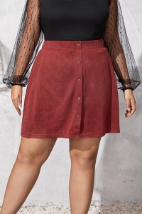 Plus Size Button Front Mini Skirt