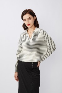 Popular Design for OEM Women′s Cotton Long Sleeve Shirt Striped Shirt
