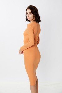 Hollow Out Hole Knitted Long Sleeve Women Wrap Bodycon Dress