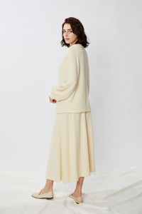 Lamb Wool Fur Knit Sweater And A-line Skirt