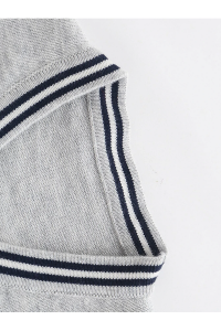 Striped Trim Button  Baby Jumpsuit