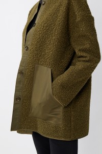 Dropped Shoulder Long Cashmere Faux Fur Over Coat