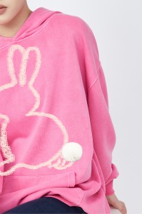 100% Cotton Casual Hoodie Rabbit Print Long Sleeve Top