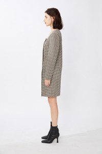 Online Exporter Designer Customize Woolen Tweed Jacquard Fabric Dress for Elegant Women