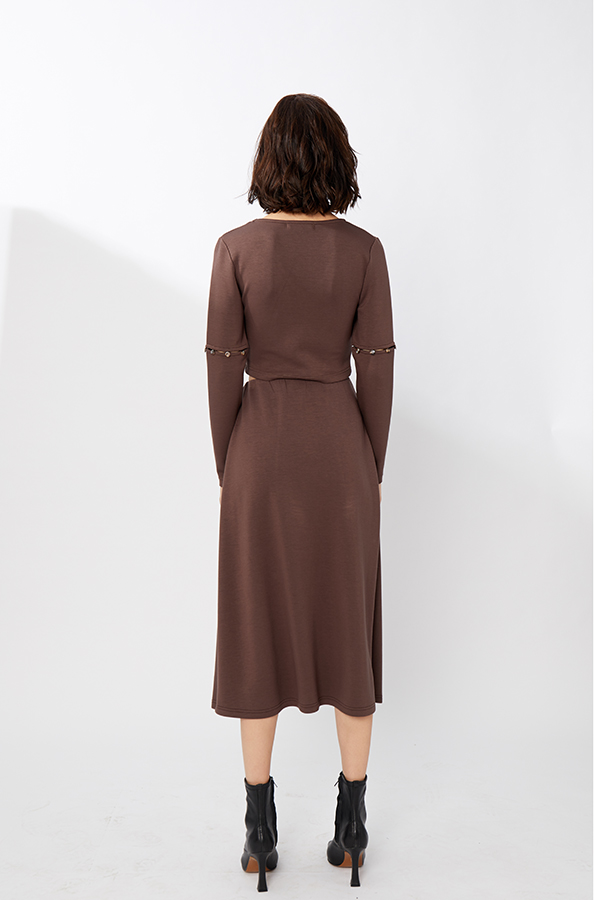 Scuba Slim Fit Casual Detachable Sleeves Crop Top Skirt Set