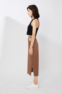Modal Hollow Out Lace Up Waist Design Straight Skirt