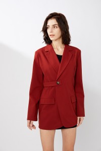 Bottom Women Slim Fit Notched Collar Fall Spring Single Breasted Coat Blazer