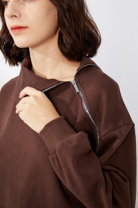 Design Zipper Turn-down Collar Loose Hoodie