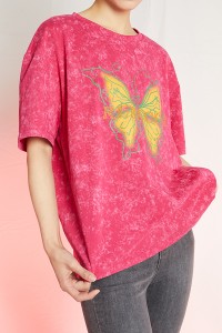 Batik Fabric Butterfly Top Essential T Shirts For Women 100% Cotton