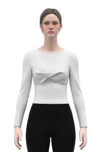 Elegant Twist Designer Tops Tight Knitted Long Sleeve Shirt