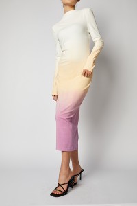Stylish y2k Dip Dye Long Sleeve Casual Knit MIDI Bodycon Women Dresses