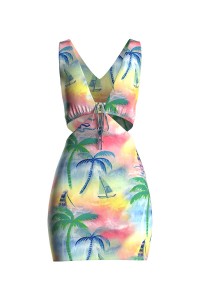 Summer Beach Lady Sexy Crop Top Sleeveless V-Neck Hollow Out Mini Dress Women 3