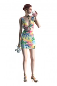 Summer Beach Lady Sexy Crop Top Sleeveless V-Neck Hollow Out Mini Dress Women 3
