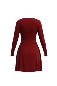 OEM Manufacturer Autumn and Winter New Velvet Skirt Women′s V-Neck Sexy Slim Bag Hip Dress
