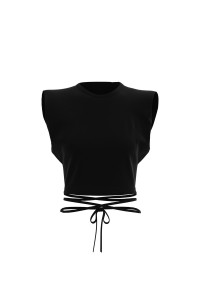 Sexy Lace Up Sleeveless Crew Neck Summer Knitted Basic Crop Top Women