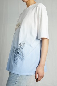 Essential Dip Dye Oversize T Shirt Butterfly Pattern Crochet Top Women
