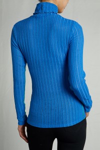 Ribbed Knit Tight Basic Tunic Shirt Womens Long Sleeve Choker Neck Top