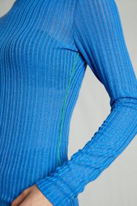 Ribbed Knit Tight Basic Tunic Shirt Womens Long Sleeve Choker Neck Top