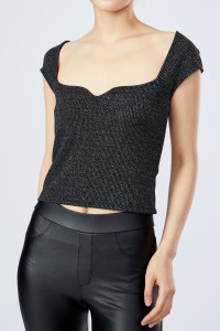 Metallic Yarn Knit Camisole Vest Women Sleeveless Basic Crop Tank Tops