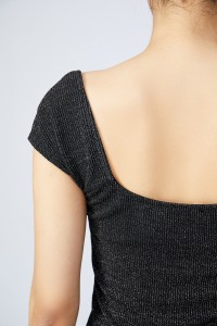Metallic Yarn Knit Camisole Vest Women Sleeveless Basic Crop Tank Tops