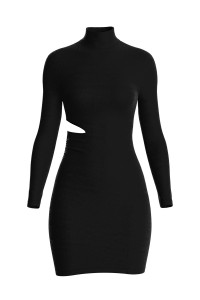 Tight Casual Elegant Hollow Out Long Sleeve Bodycon Mini Dress Women