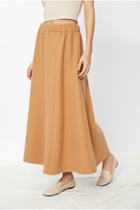 Casual High Waist A-Line Long Skirt with Pleated for Women