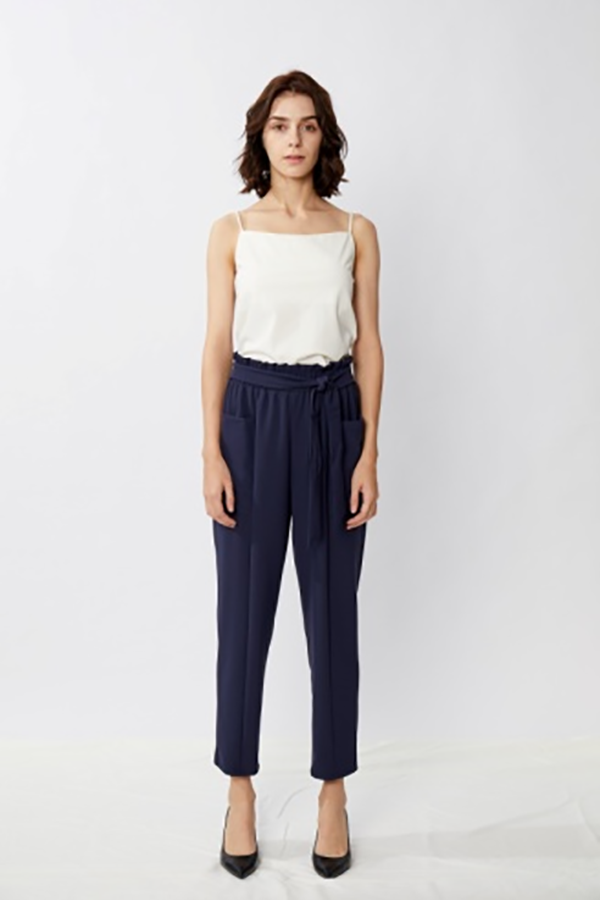 Buy High Quality Cotton Pants Manufacturer –  Lace Up Peplum High Waist Pockets Pencil Pants – TAIFENG