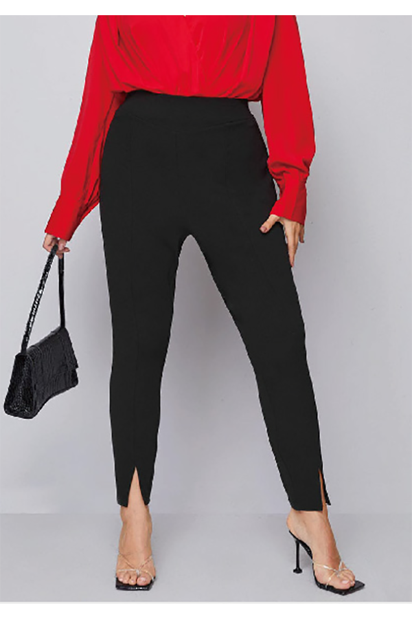 Buy High Quality Plus Size Y2k Suppliers –  Black Plus Size Slit Women’s Korean Strech Capri Spring Pants & Trousers – TAIFENG