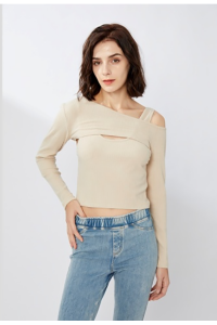 Essentials Vintage Tight Women′ S Cotton Shirt Plain Long Sleeve Top