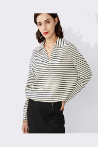 OEM Striped Shirt Women′s Long-Sleeved Commuter Ol Top Loose Anti-Wrinkle Shirt