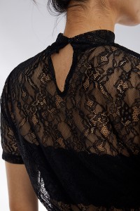 Mesh Sheer Lace Crop Top Sexy Knitted T Shirt Women With Tube Top