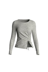 Best quality Women′s Drawstring Crew Neck Long Sleeve Soft Knit Tunic Shirt