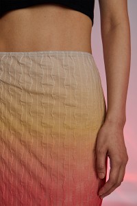 High Waisted Summer Gradient Color Knit Mesh Midi Straight Women Skirt