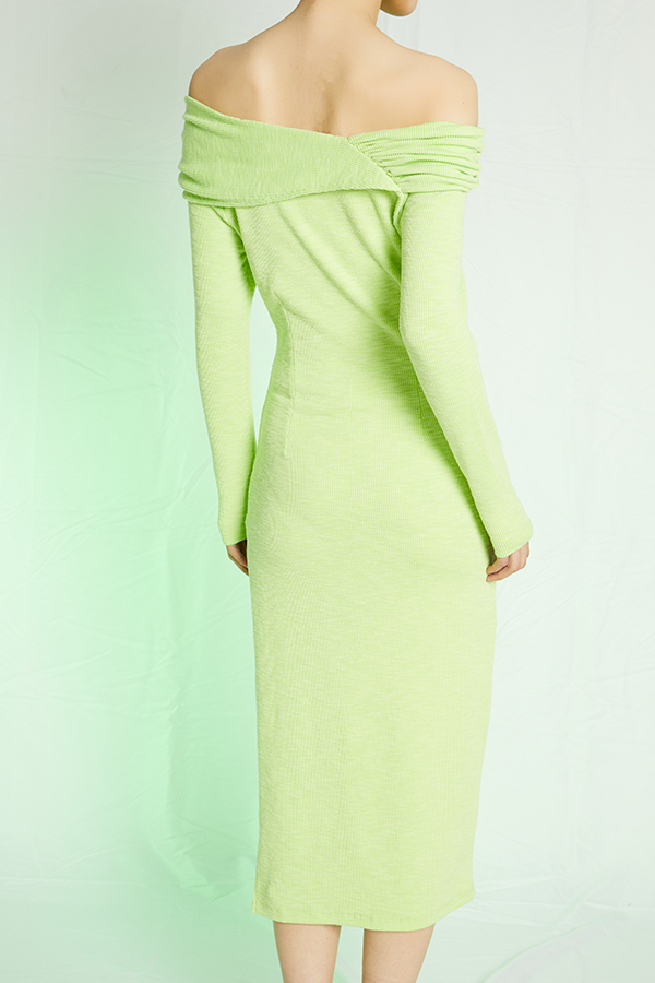 Elegant Asymmetric Knit Slit MIDI Bodycon Off Shoulder Dresses Women