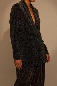 Metallic Yarn Fitting Fashionable Glitter Suit Matching Sets Woman