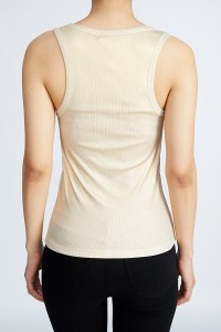 95 Polyester 5 Spandex Knitted Ribbed Vest Casual Basic Tank Top Women