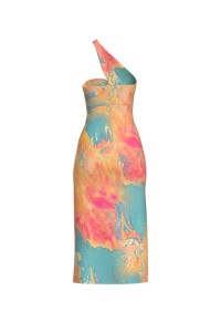 Summer Beach Tie Dye Knit Slit Midi Bodycon Halter Crop Top Dresses