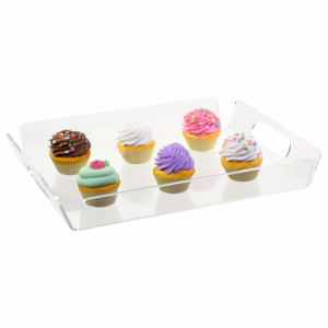 Manufacturer Custom Clear Rectangle Durable Easy Clean Acrylic Serving Tray With Handles