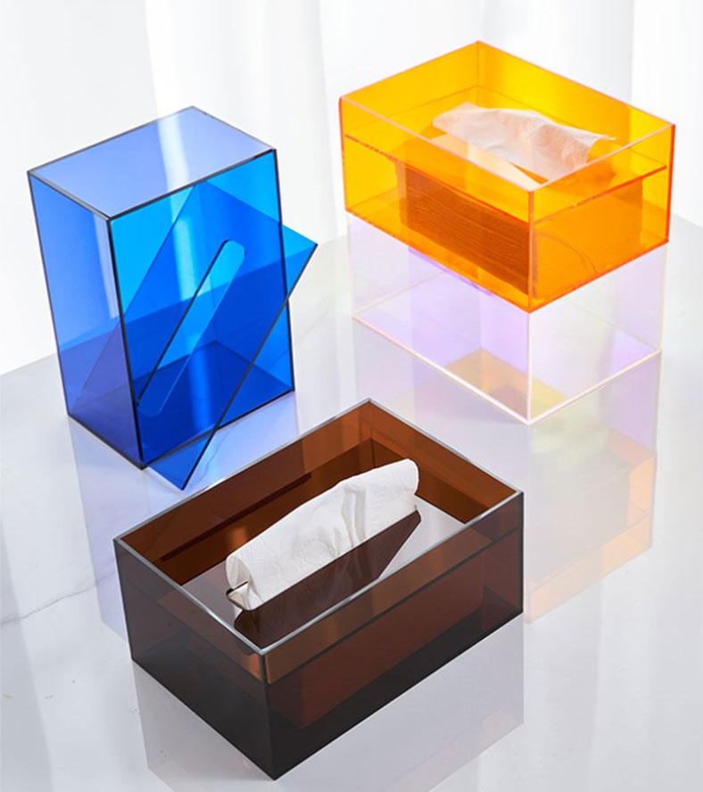 Custom Desktop Colorful Acrylic Napkin Box Tissue Box In Home Hotel Restaurant