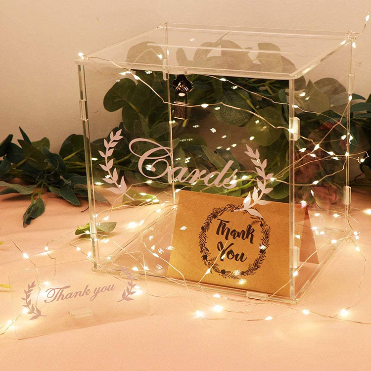Wholesale Transparent Wedding Acrylic Card Box Suggestion Donation Table Display Box