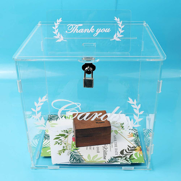 Wholesale Transparent Wedding Acrylic Card Box Suggestion Donation Table Display Box