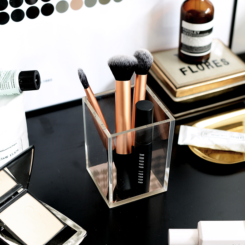 Acrylic Pencil Pen Holder Cup Desk Accessories Holder Makeup Brush Storage Organizer