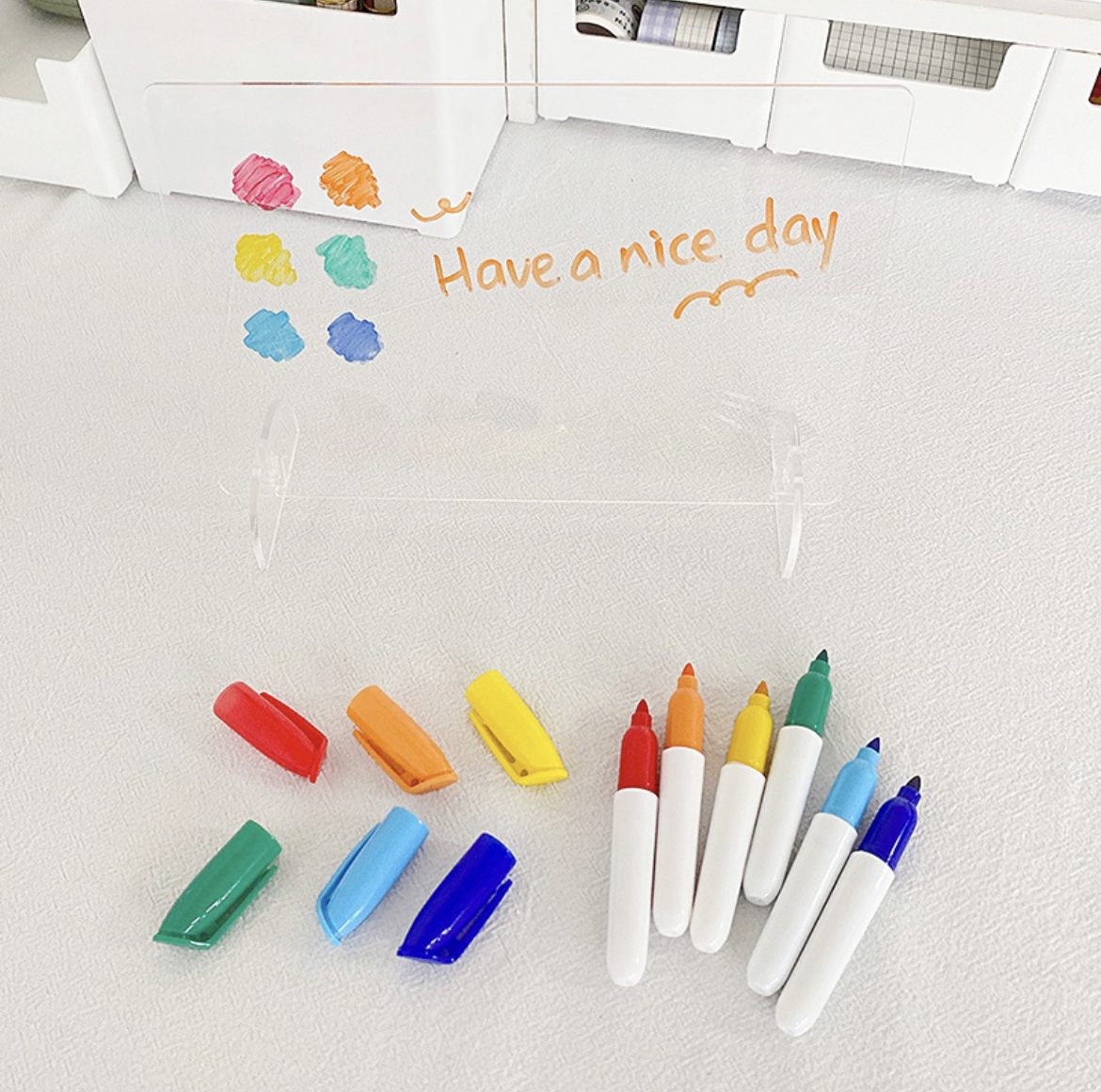 custom wholesale School office home Kids Record daily information note board Clear Acrylic Dry Erase Memo Tablet with Base