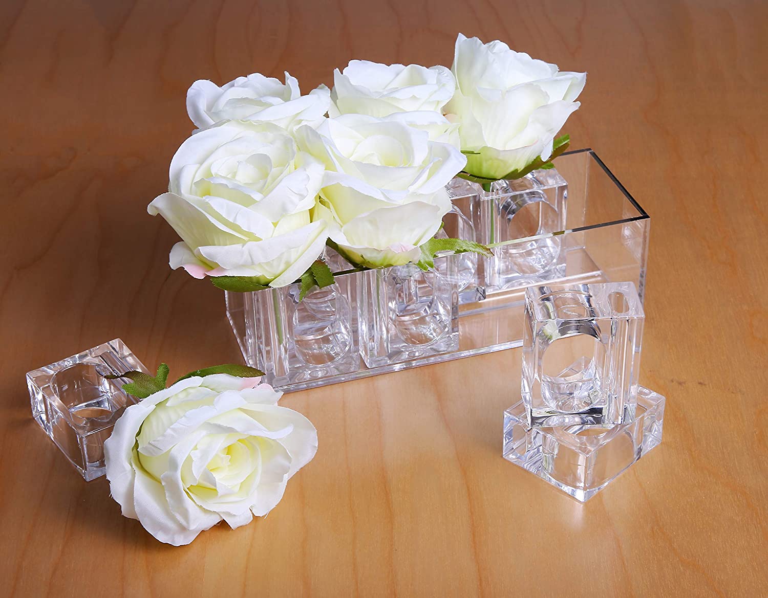 Table Decor Clear Acrylic Napkin Rings Bud Vase Flower Holder