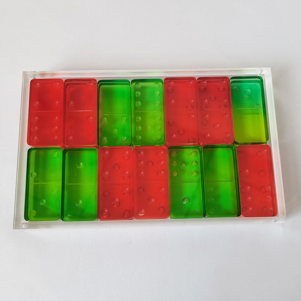 High Quality Transparent Lucite Acrylic Domino Set  With 28PCS Dominoes Game For Gift