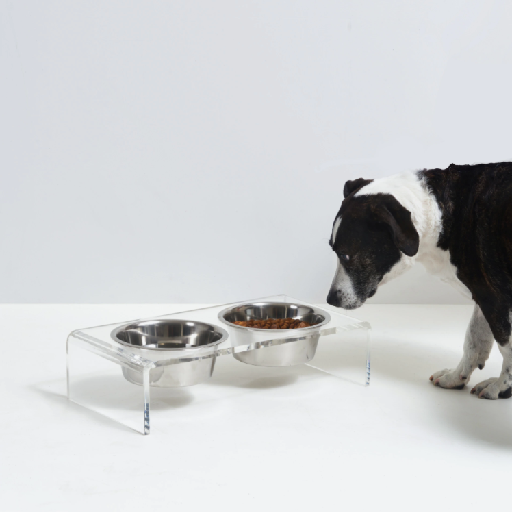 custom Wholesale Transparent clear Pet Bowl Acrylic cat dog bowls Feeding Stand