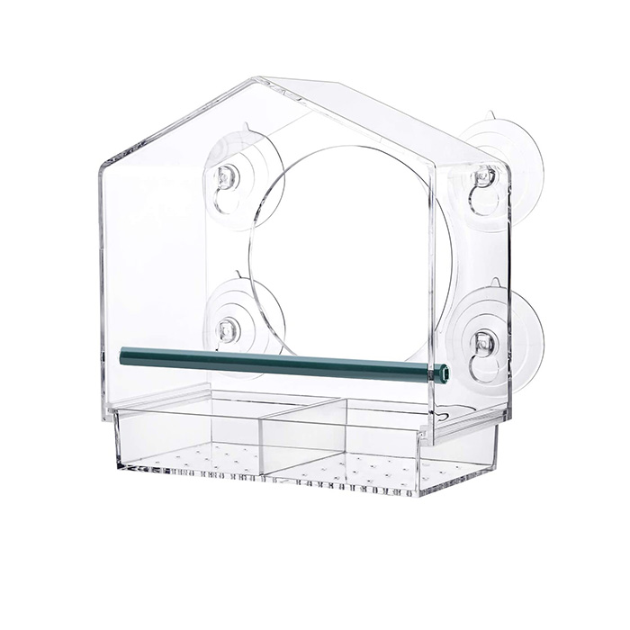 Nature_Decor Window Bird Feeder Clear Window Hanging Bird Feeder With Suction Cup Includes 21 Drain Holes