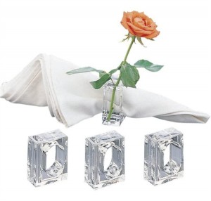Lovely crystal butterfly flower christmas wedding Party Favors table decoration holders clear acrylic napkin rings