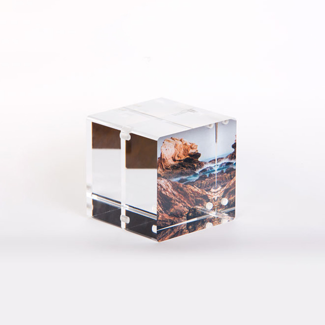 Square Office Decor Plexiglass Cube Polished 3X3 inch Acrylic Frame with Magnets